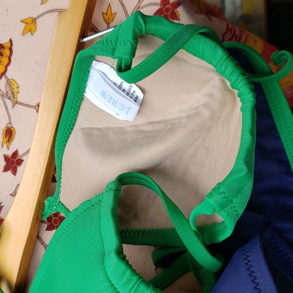 J Crew 2 pc Bikini Bathing swim Suit Blue Green Top SMALL / Bottom MEDIUM USA - Picture 5 of 5
